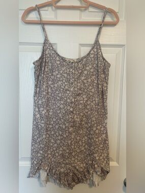 Floral Button-Front Romper in Taupe